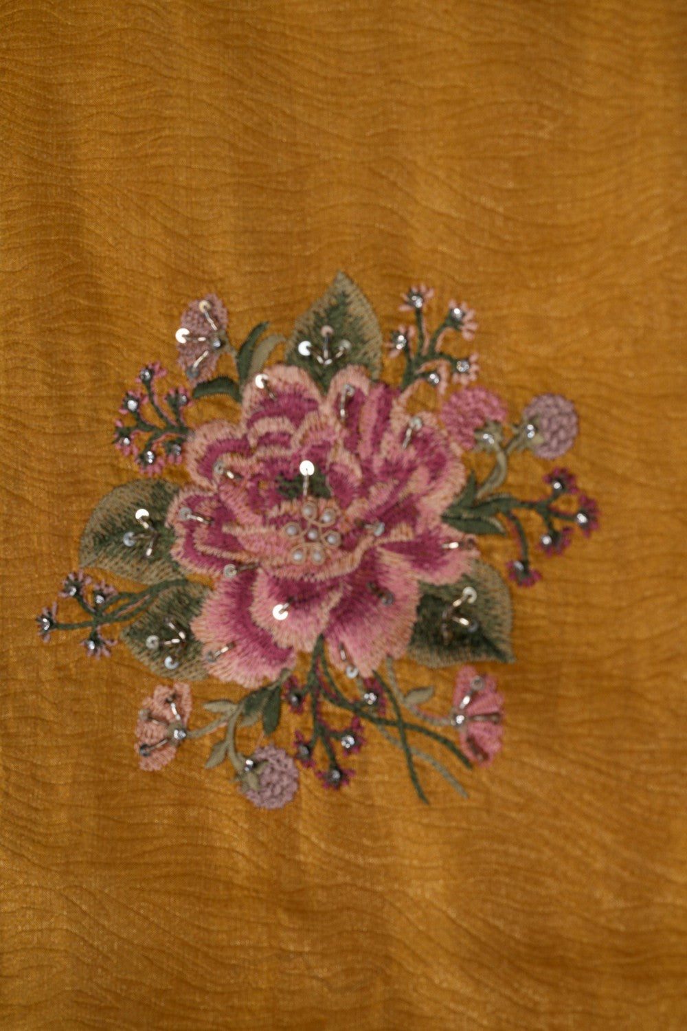 Image of Embroidered Tissue Yellow Saree